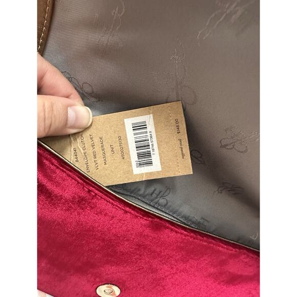 NWT Cole Haan Red Masquerade Velvet Envelope Clutch - Picture 6 of 8